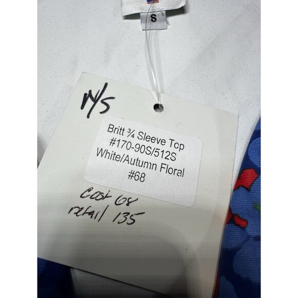 Sailor Sailor Britt 3/4 Sleeve White Floral Trim UPF 50+ Performance Top SZ SM - Picture 9 of 12